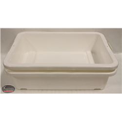 LOT OF 2 NEW 5" DEEP TOTE BOXES / BUS PANS