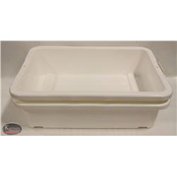 LOT OF 2 NEW 5" DEEP TOTE BOXES / BUS PANS