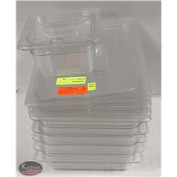 K28) BAILIFF SEIZURE LOT OF 5 POLY CARB 1/2 SIZE INSERTS W/ LIDS 