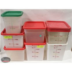 LOT OF 8 ASSORTED INGREDIENT BINS W/ LIDS