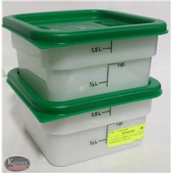 LOT OF 2 CAMBRO 2QT SQUARE DRY INGREDIENT BINS W/