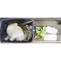 SHELF CONTENTS, INCLUDES TOTE OF MISC KITCHEN ITEM