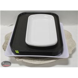 LOT OF ASSORTED SERVING TRAYS AND PLATTERS