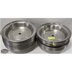 2 STACKS OF STAINLESS FOOD SERVICE LIDS, 13-1/2