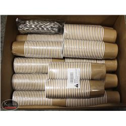 LARGE BOX OF 11OZ BROWN ICE CREAM CUPS