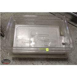 LOT OF 3 POLYCARB TOTES WITH LIDS