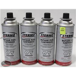 LOT OF 4 STERNO BUTANE CARTRIDGES