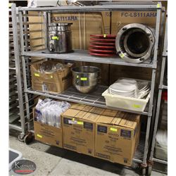 3 TIER GREY WIRE RACK ON CASTERS, 59 X 24 X 65