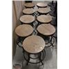 Image 1 : LOT OF 9 ADJUSTABLE HEIGHT WOODEN SEAT STOOLS