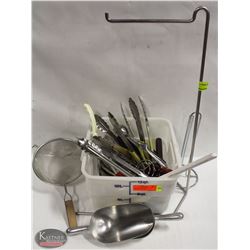 K28) BAILIFF SEIZURE INGREDIENT BIN FULL OF ASSORTED KITCHEN