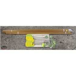 LOT OF 5 NEW MOP AND 2 NEW BROOM HANDLES (7 TOTAL)