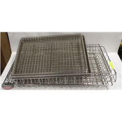 LOT OF 7 ASSORTED SIZED WIRE RACK SERVING BASKETS