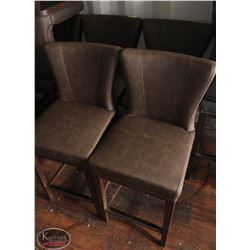 LOT OF 4 BROWN LEATHERETTE CHAIRS -26" SEAT HEIGHT