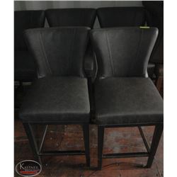 LOT OF 4 GREY LEATHERETTE CHAIRS - 26" SEAT HEIGHT
