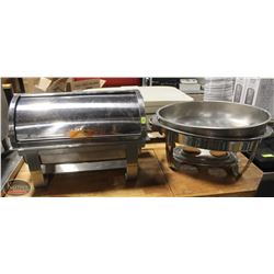 LOT OF 2 CHAFING DISHES INCL ONE FULL SIZE ROLL