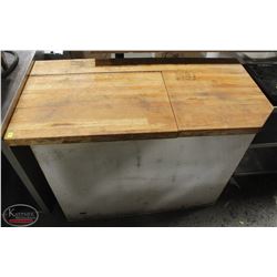 CHEST DEEP FREEZE W/ CUSTOM WOOD TOP ** AS IS**