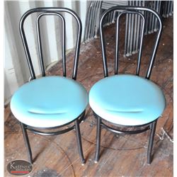 LOT OF 2 METAL & LEATHERETTE DINING CHAIRS
