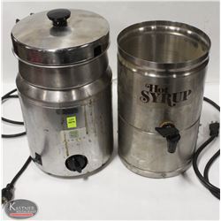 LOT OF 2 STAINLESS STEEL SAUCE WARMERS * AS IS