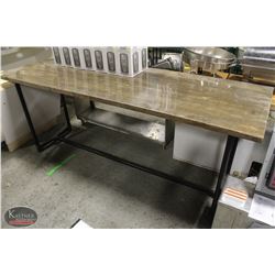 LARGE WOOD TOP BAR TABLE W/ METAL TUBE LEGS