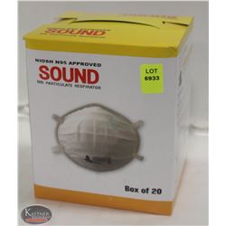 BOX OF 20 N95 PARTICULATE RESPIRATORS