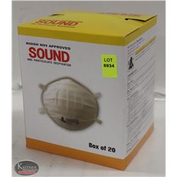 BOX OF 20 N95 PARTICULATE RESPIRATORS