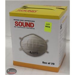 BOX OF 20 N95 PARTICULATE RESPIRATORS