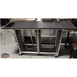 COMMERCIAL FOOD SERVICE CART W/ SHELF EXTENSIONS