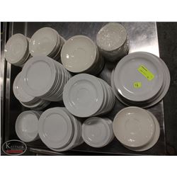 LARGE LOT OF ASSORTED PLATES, SAUCERS & BOWLS