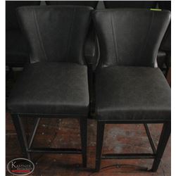 LOT OF 3 GREY LEATHERETTE CHAIRS - 26" SEAT HEIGHT