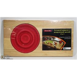 NEW CUTTING BOARD W/ BUILT IN COLLAPSIBLE STAINER