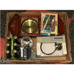 TRAY OF ASSORTED ITEMS - VIDEO CAM NEEDS CHARGER