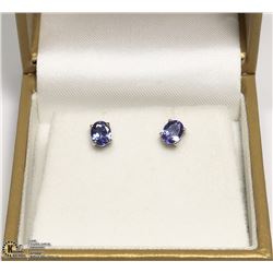 TANZANITE & 925 STERLING SILVER STUD EARRINGS