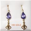 Image 1 : 41)18 KARAT YELLOW GOLD PAIR OF TANZANITE EARRINGS