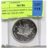 Image 1 : 2009 CANADIAN MAPLE LEAF 1OZ 9999 SILVER $5 COIN
