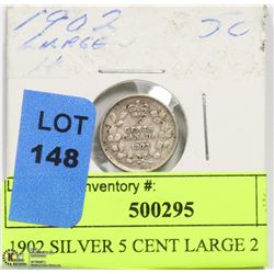 1902 SILVER 5 CENT LARGE 2