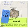 Image 1 : 1902 SILVER 5 CENT LARGE 2
