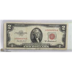 US 1953 A SERIES RED SEAL $2 BILL