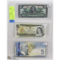 1937 & 1973 ONE DOLLAR BILLS & 2006 $5 BILL