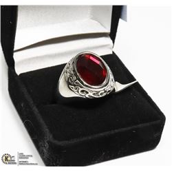 NEW MEN'S RING WITH RED STONE - SIZE 9 -
