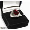 Image 1 : NEW MEN'S RING WITH RED STONE - SIZE 9 -