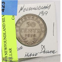 1919 NEWFOUNDLAND SILVER 1/2 DOLLAR