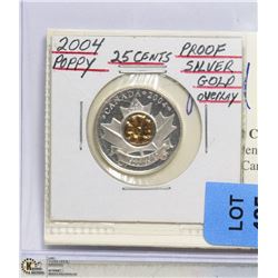 2004 POPPY PROOF SILVER GOLD OVERLAY