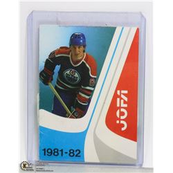 1981 GRETZKY OILERS CARD SIZE SCHEDULE