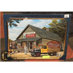 NEW COCA-COLA  BRASS AND GLASS FRAMED