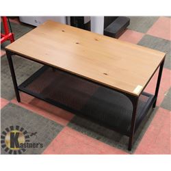 COFFEE TABLE BLACK METAL BASE WITH WOOD TOP