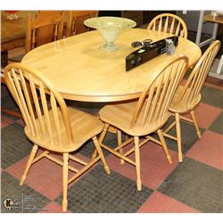 SOLID WOOD PEDESTAL DINING TABLE AND