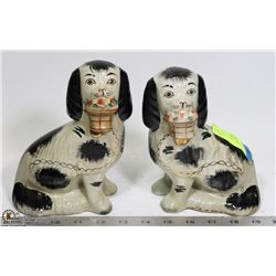 PAIR OF VINTAGE MANTLE SPANIELS 7" TALL
