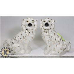 PAIR OF STAFFORDSHIRE KING GEORGE MANTLE SPANIELS