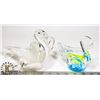 Image 1 : PAIR OF CHALET ART GLASS SWAN SCULPTURES