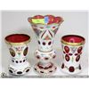Image 1 : GROUP OF 3  ANTIQUE WHITE MOSER ART GLASS VASES